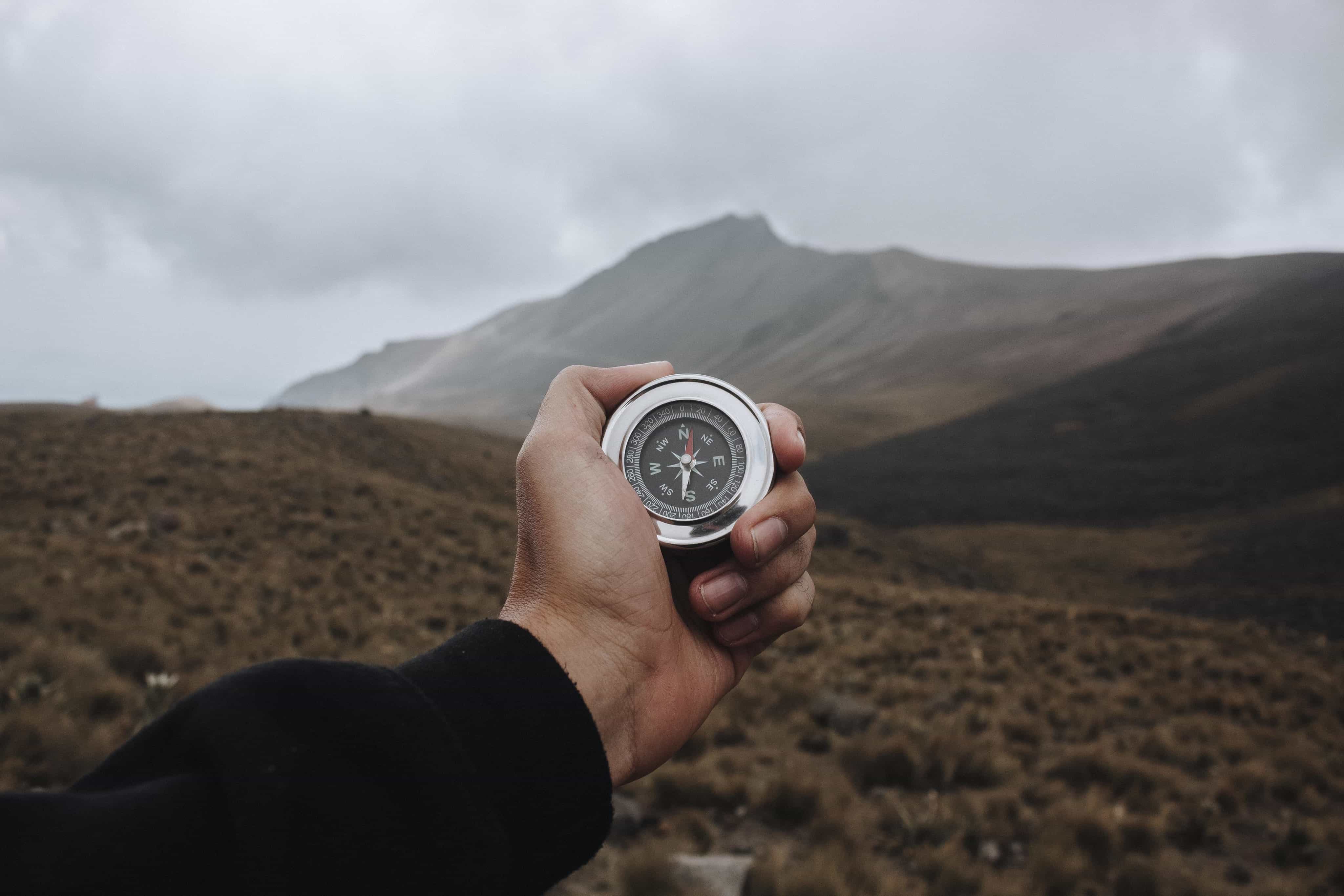 Person with compass